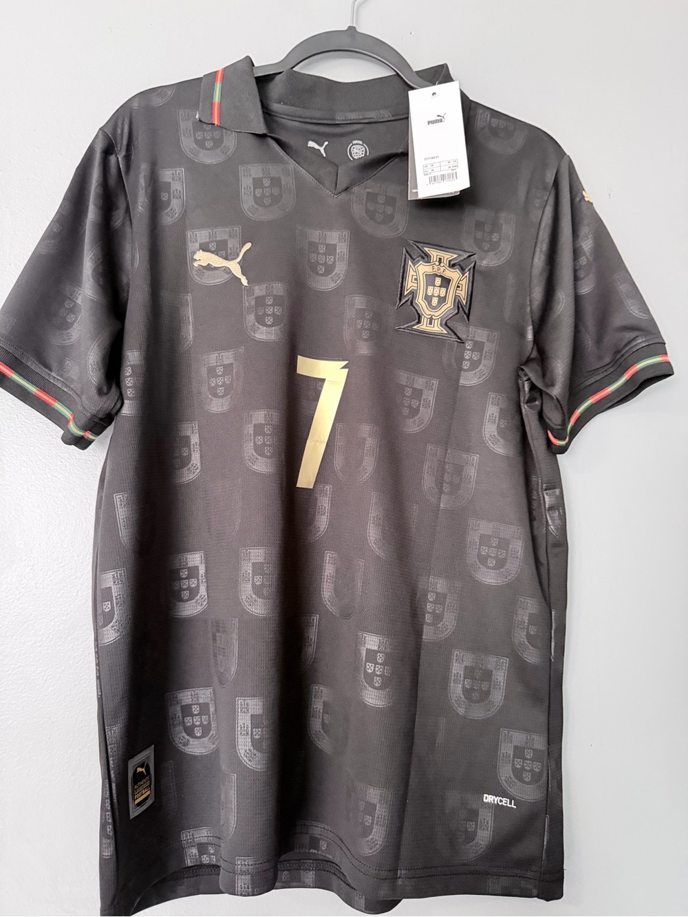 Puma Black Portugal Football Jersey with Gold Accents - Picture 2 of 4